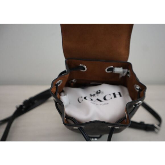 Coach CL458 Silver/Brown Black Signature Canvas Amelia Convertible Backpack - Picture 12 of 16